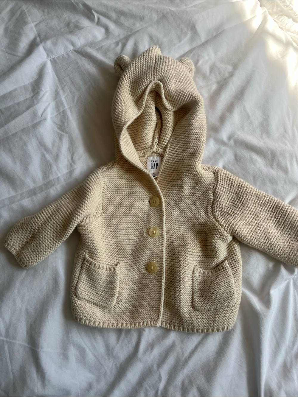 BabyGAP Cream Knit Hooded Baby Jacket with Ears